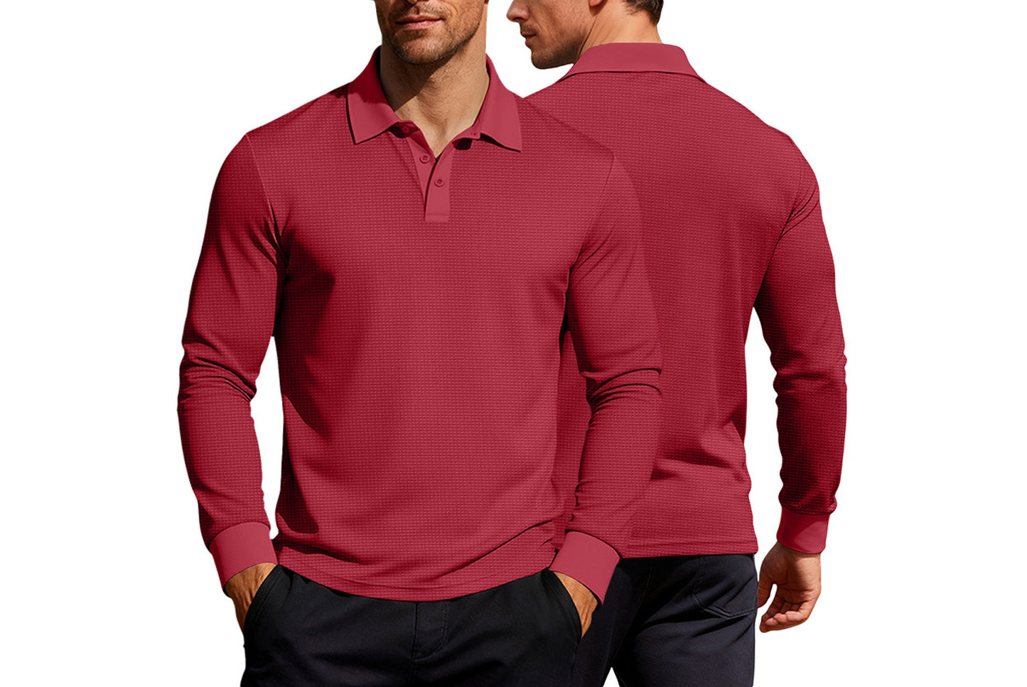 Men's Waffle Knit Polo Shirt
