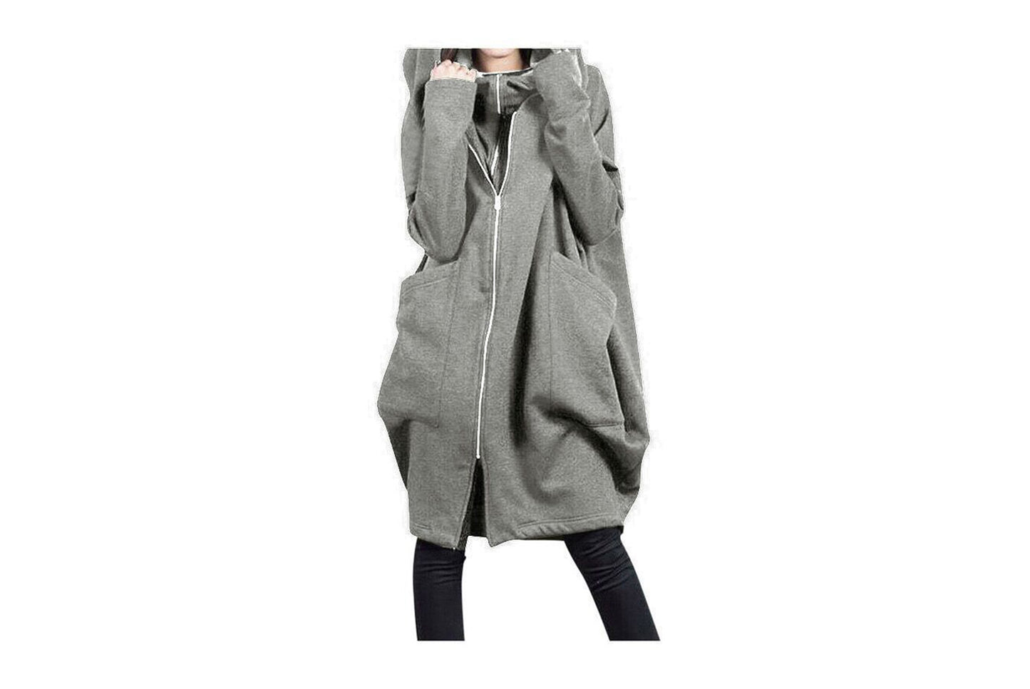 Hooded Layered Sweatshirt with Zip-Up Design