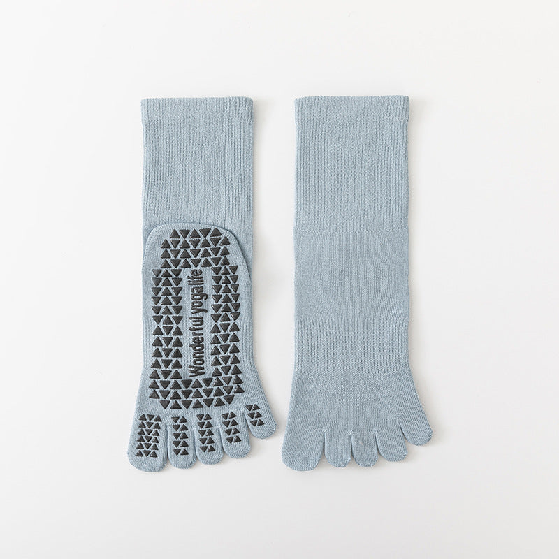 Professional Anti slip Yoga Five Finger Socks Women's Long Tube Pilates Fitness Socks