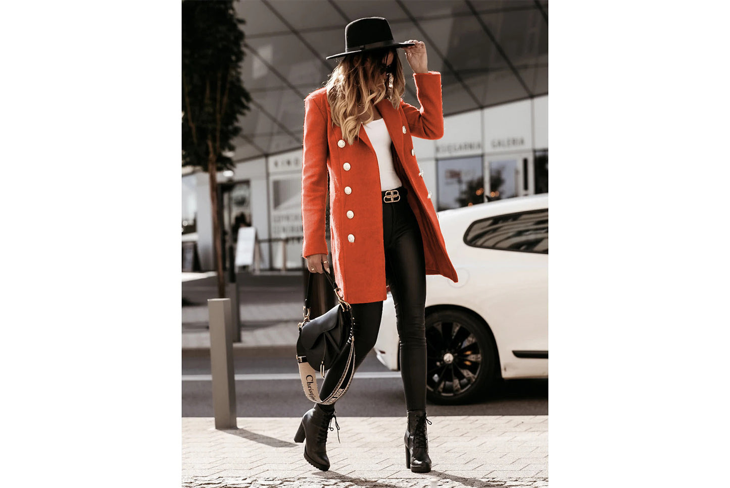 Double-Breasted Wool Coat with Suit Collar