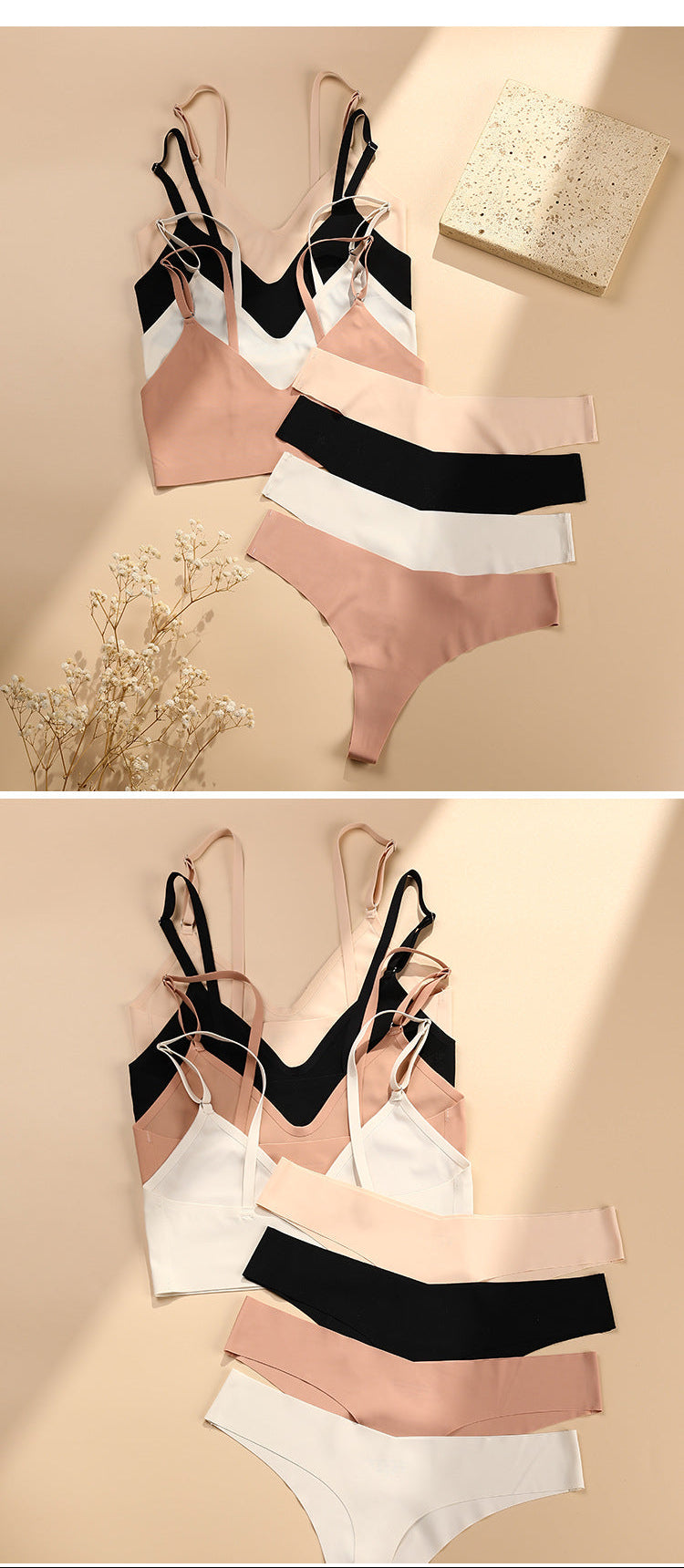 Large size wire-free bra set