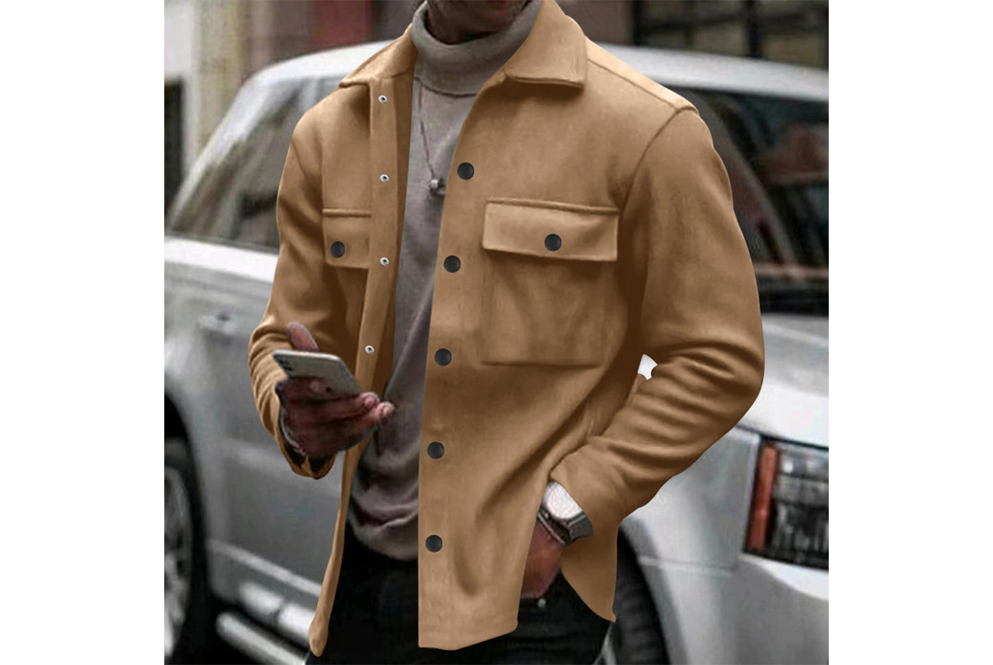 Men's Fleece-Lined Lapel Jacket