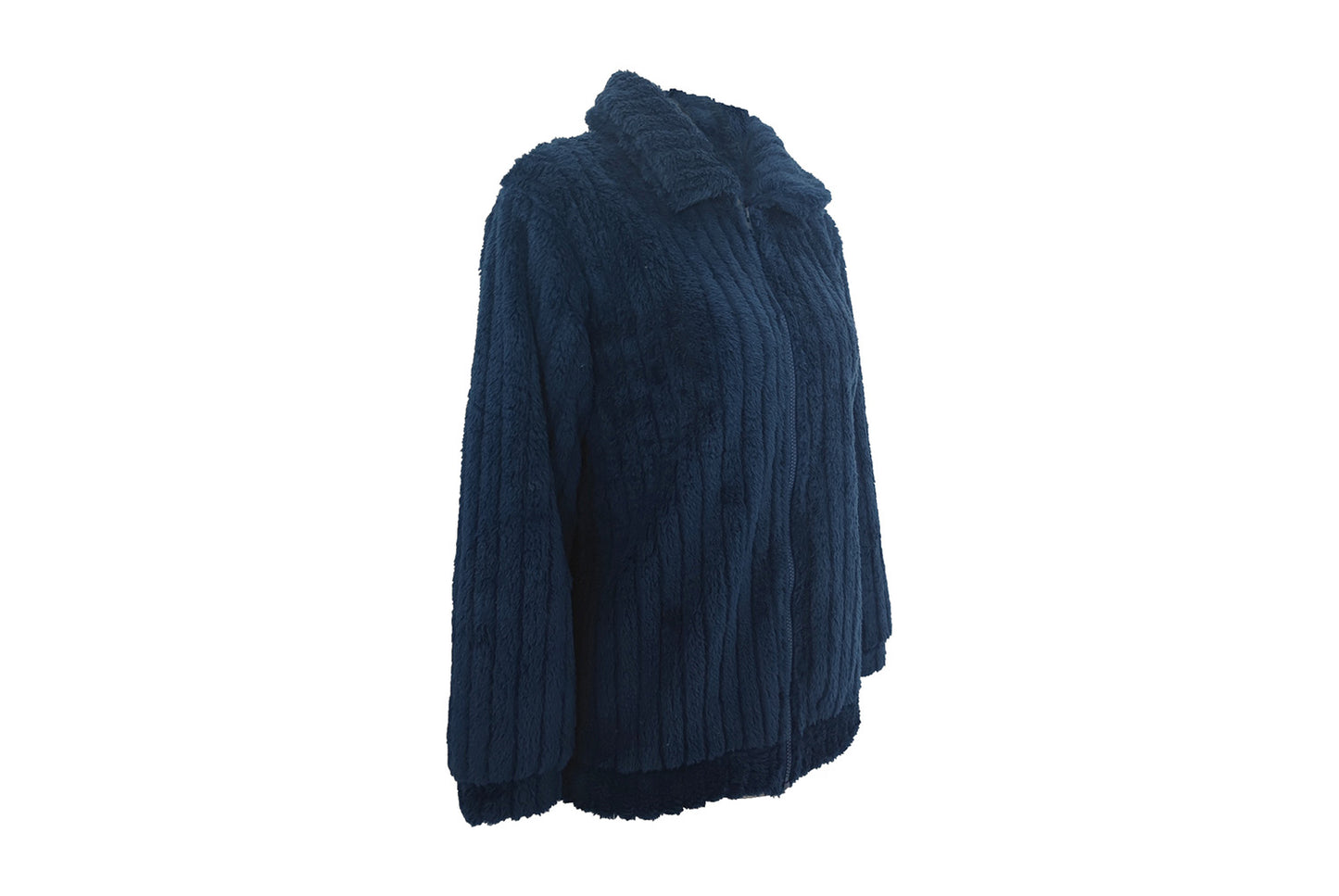 **Women's Fleece Cardigan Coat, Short Collared Warm Top**