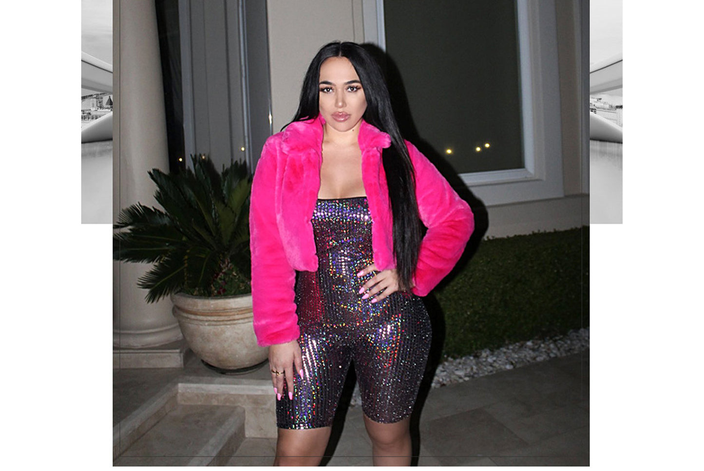 **Sexy Candy-Colored Faux Fur Short Cardigan/Plush Top**