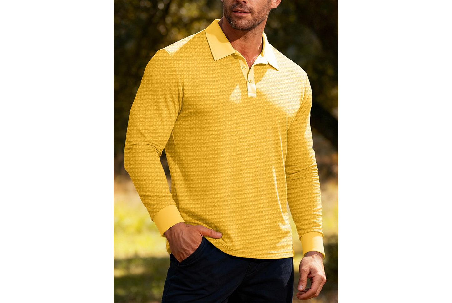 Men's Waffle Knit Polo Shirt