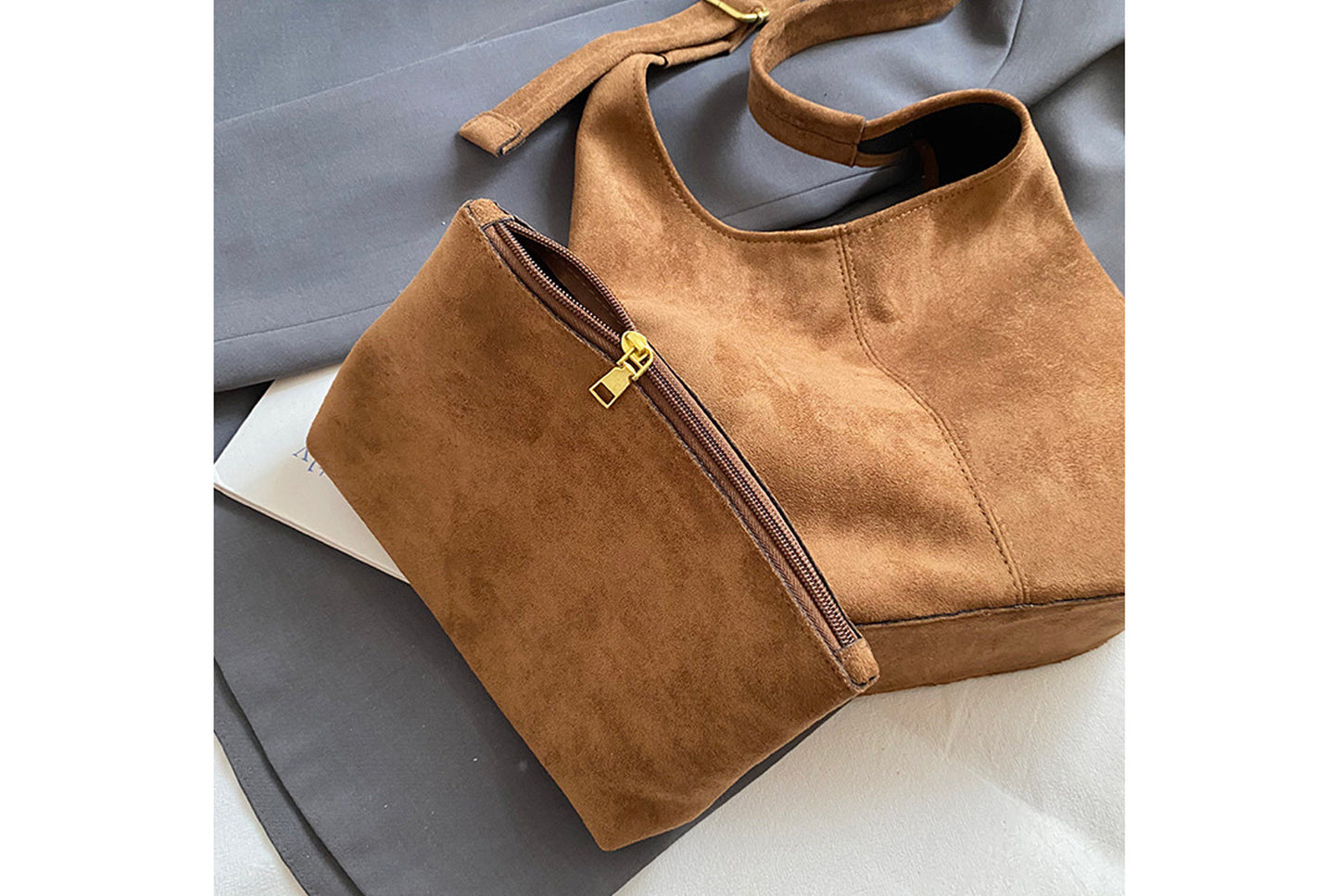 Retro Suede Bucket Bag