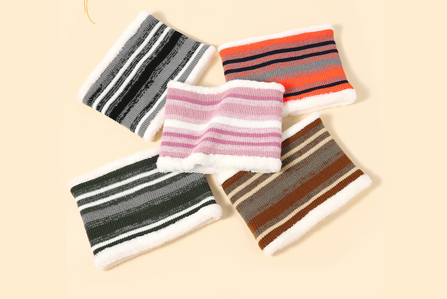 **Children's Warm Three-Piece Set: Fleece-Lined Knitted Hat, Scarf, and Gloves**