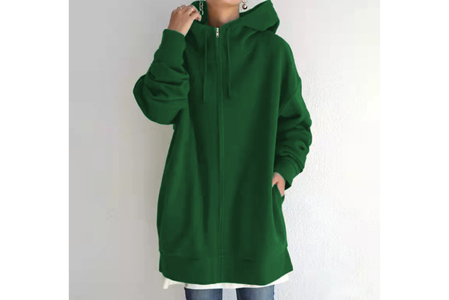 Stylish Streetwear Zippered Hooded Fleece-Lined Sweatshirt