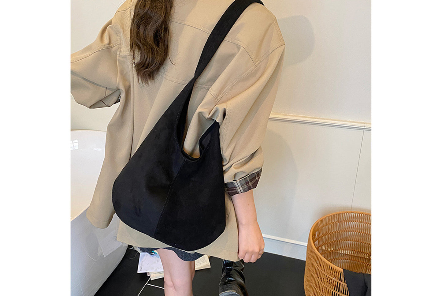 Retro Suede Bucket Bag