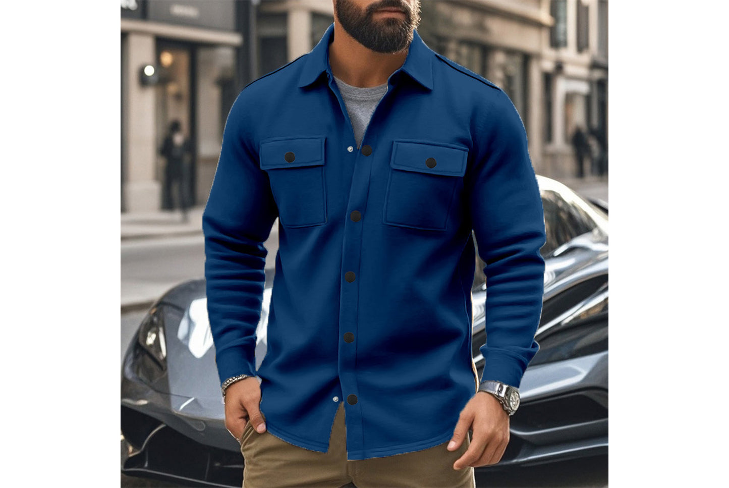 Men's Fleece-Lined Lapel Jacket