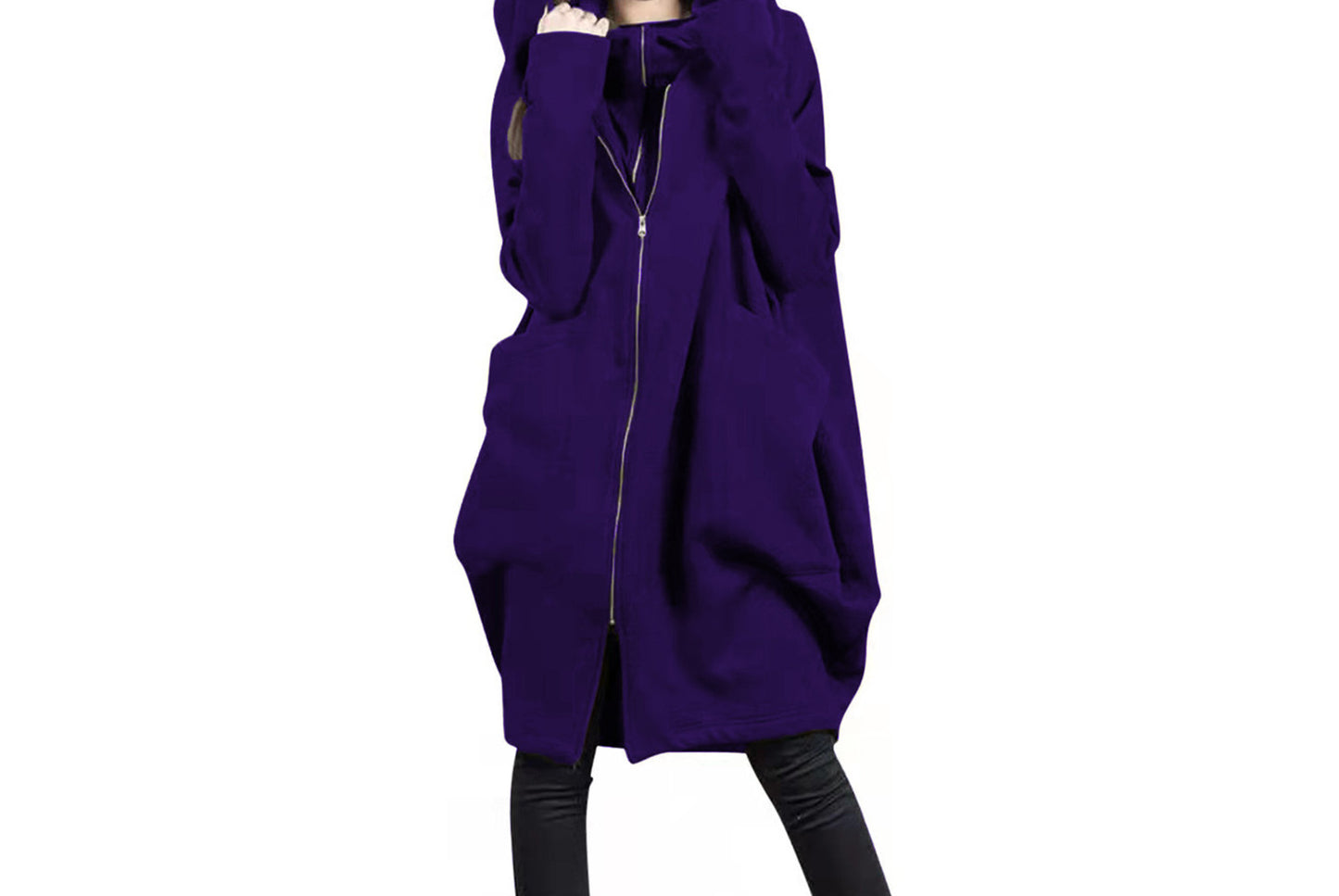 Hooded Layered Sweatshirt with Zip-Up Design