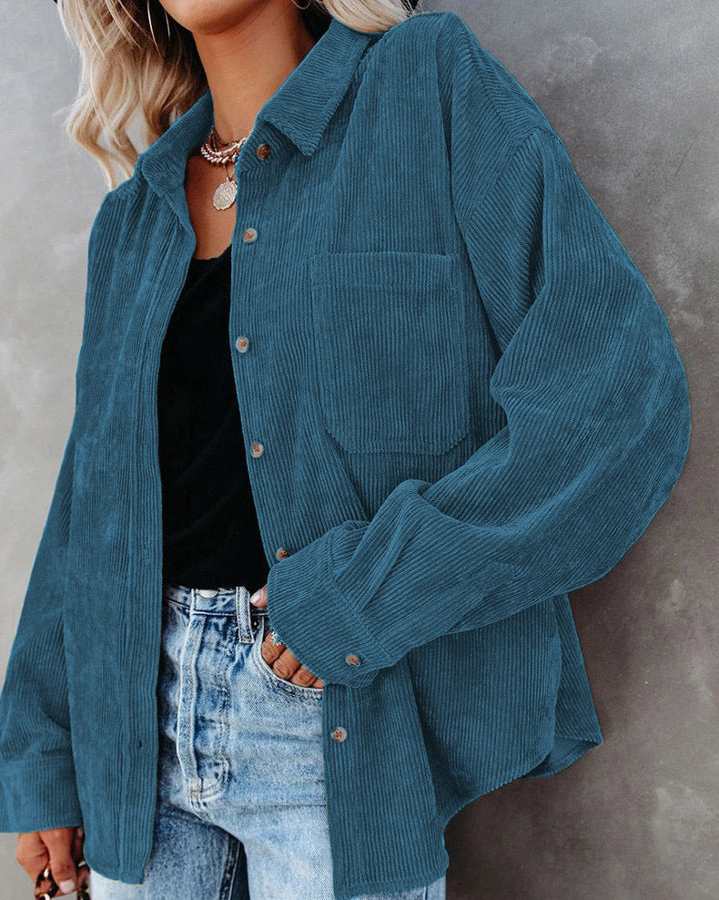 British Style Striped Shirt Jacket