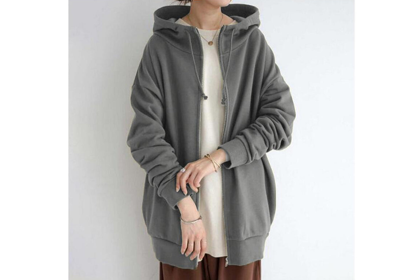 Stylish Streetwear Zippered Hooded Fleece-Lined Sweatshirt