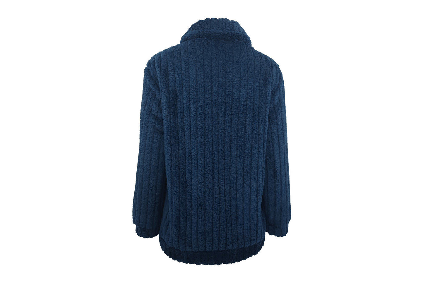 **Women's Fleece Cardigan Coat, Short Collared Warm Top**