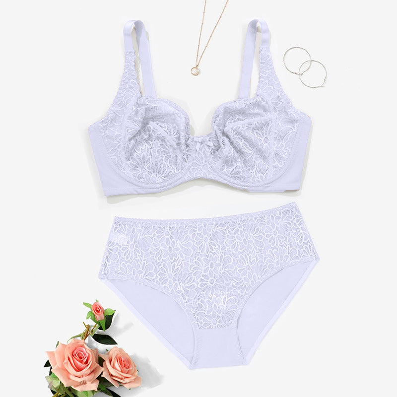 Ultra-thin large size lace bra set
