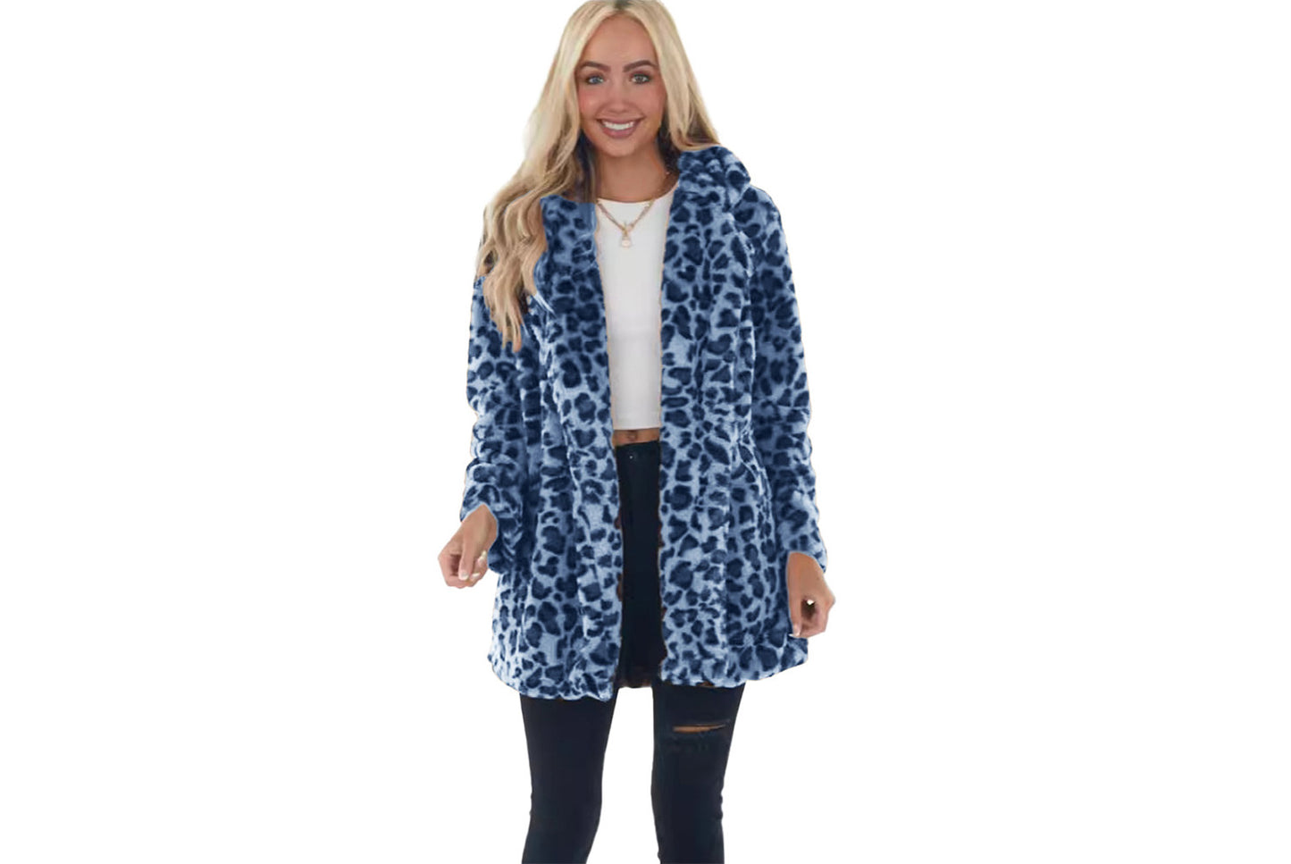 Autumn/Winter Leopard Print Faux Fur Women's Coat
