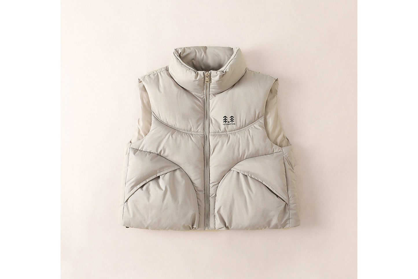 **Children's Thick Down Cotton Vest, Stand Collar, Windproof and Warm**