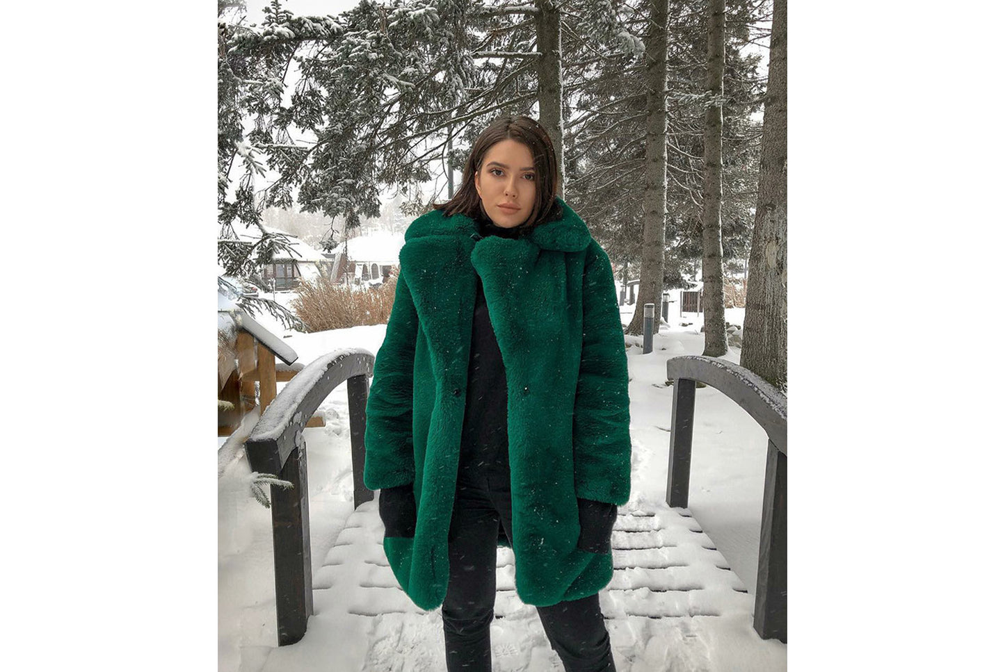 Long Fashionable Faux Fur Coat