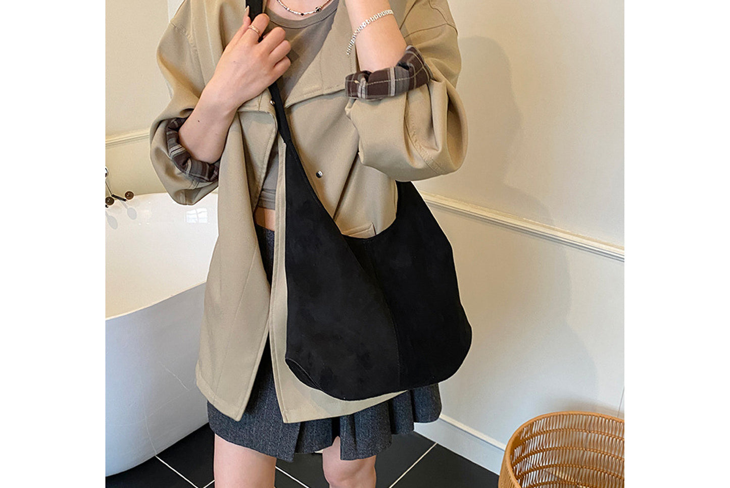 Retro Suede Bucket Bag