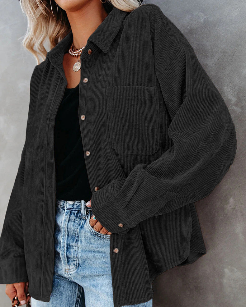 British Style Striped Shirt Jacket