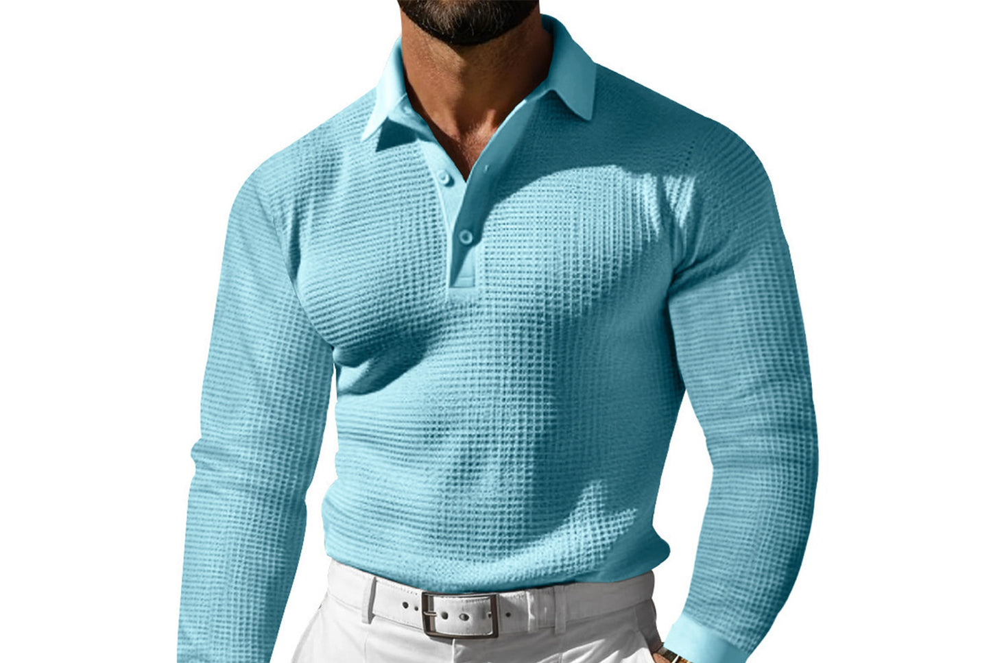Men's Waffle Knit Polo Shirt