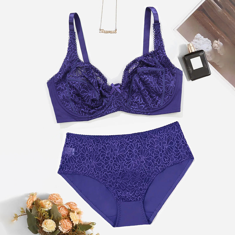Ultra-thin large size lace bra set