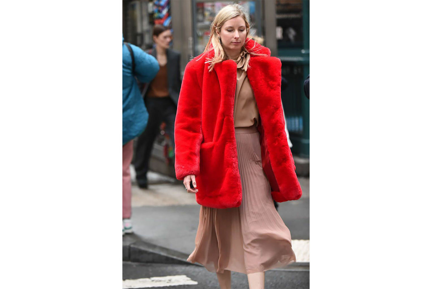 Long Fashionable Faux Fur Coat