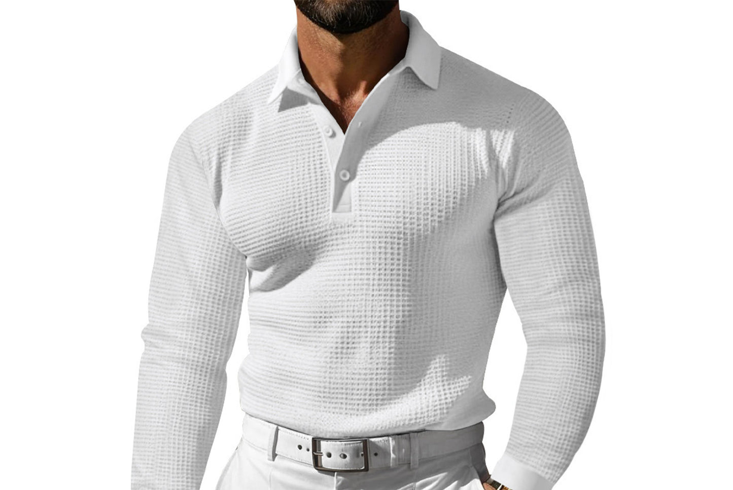 Men's Waffle Knit Polo Shirt