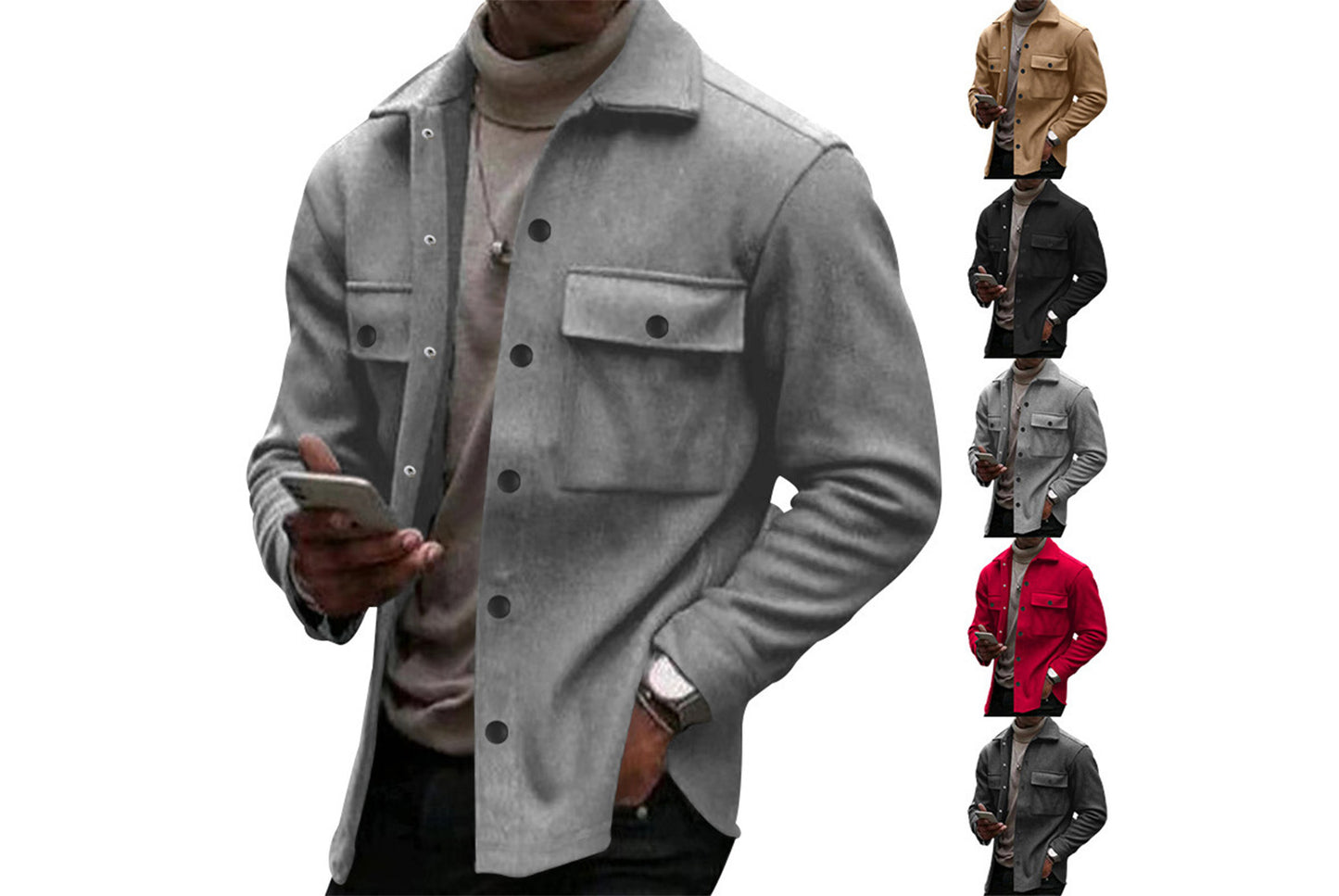 Men's Fleece-Lined Lapel Jacket
