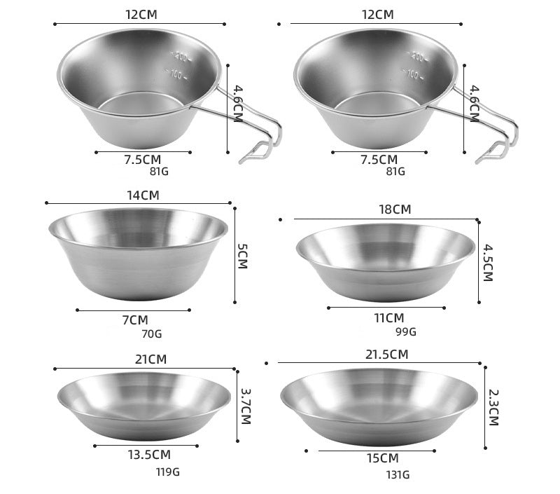 # Outdoor 304 Stainless Steel Six-Piece Dinnerware Set