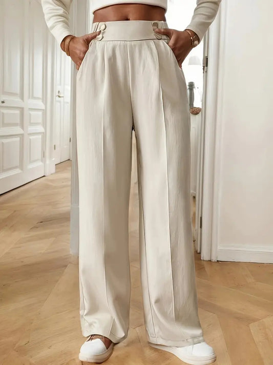 High-Waisted Straight Leg Casual Women's Pants
