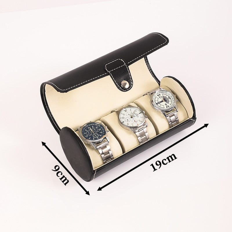 # Leather Cylindrical Watch Storage Box