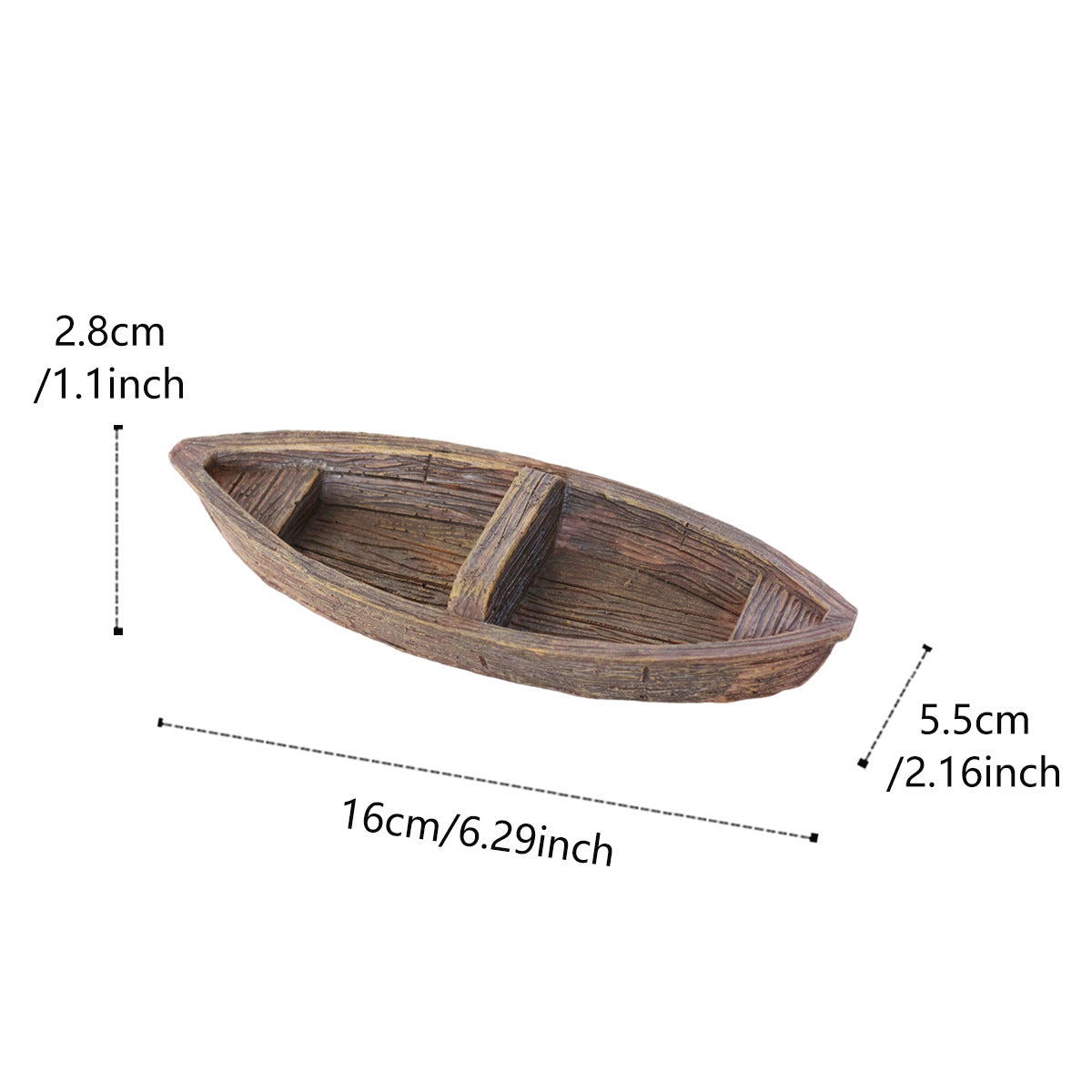# Floating Wooden Boat Aquarium Landscaping Ornament