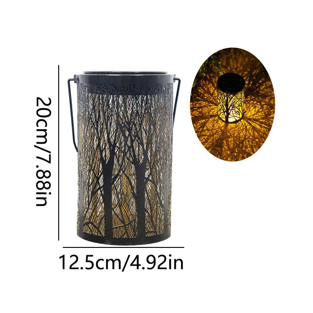 Solar-Powered Wrought Iron Hollow Projector Light