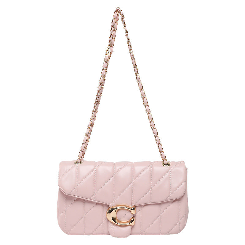 # Quilted Striped Chain Crossbody Bag