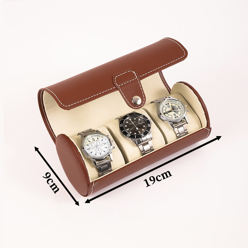 # Leather Cylindrical Watch Storage Box