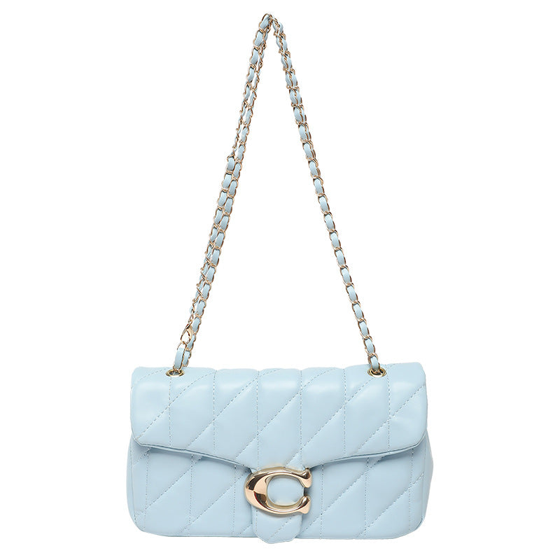 # Quilted Striped Chain Crossbody Bag
