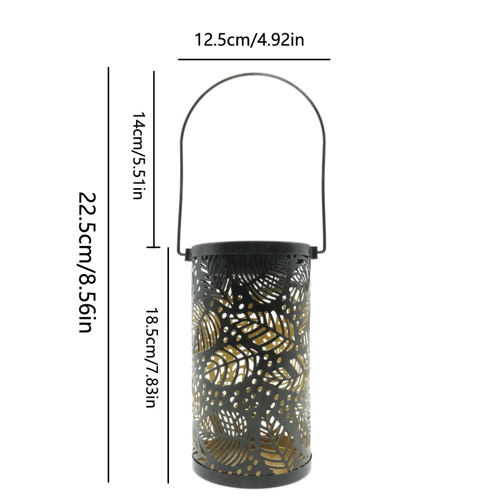 Solar-Powered Wrought Iron Hollow Projector Light