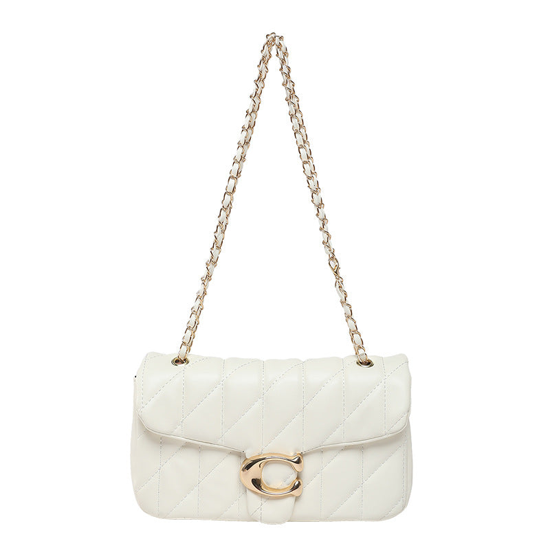 # Quilted Striped Chain Crossbody Bag