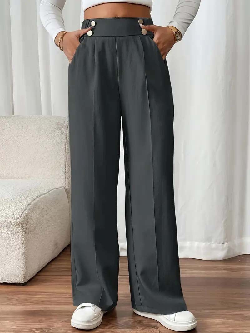 High-Waisted Straight Leg Casual Women's Pants