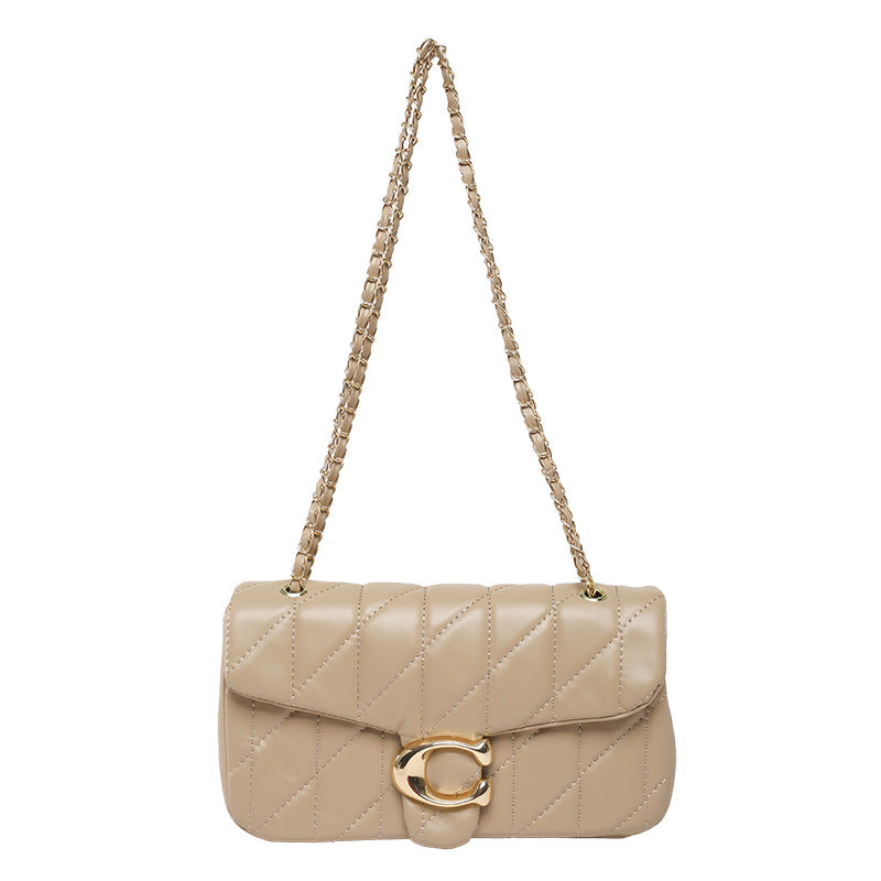 # Quilted Striped Chain Crossbody Bag