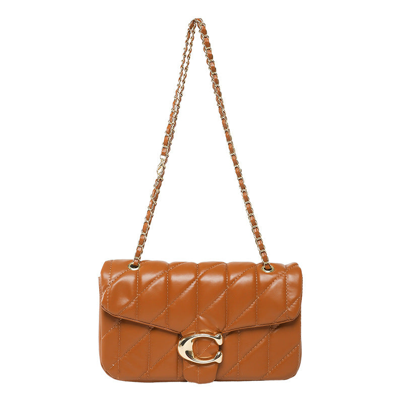 # Quilted Striped Chain Crossbody Bag