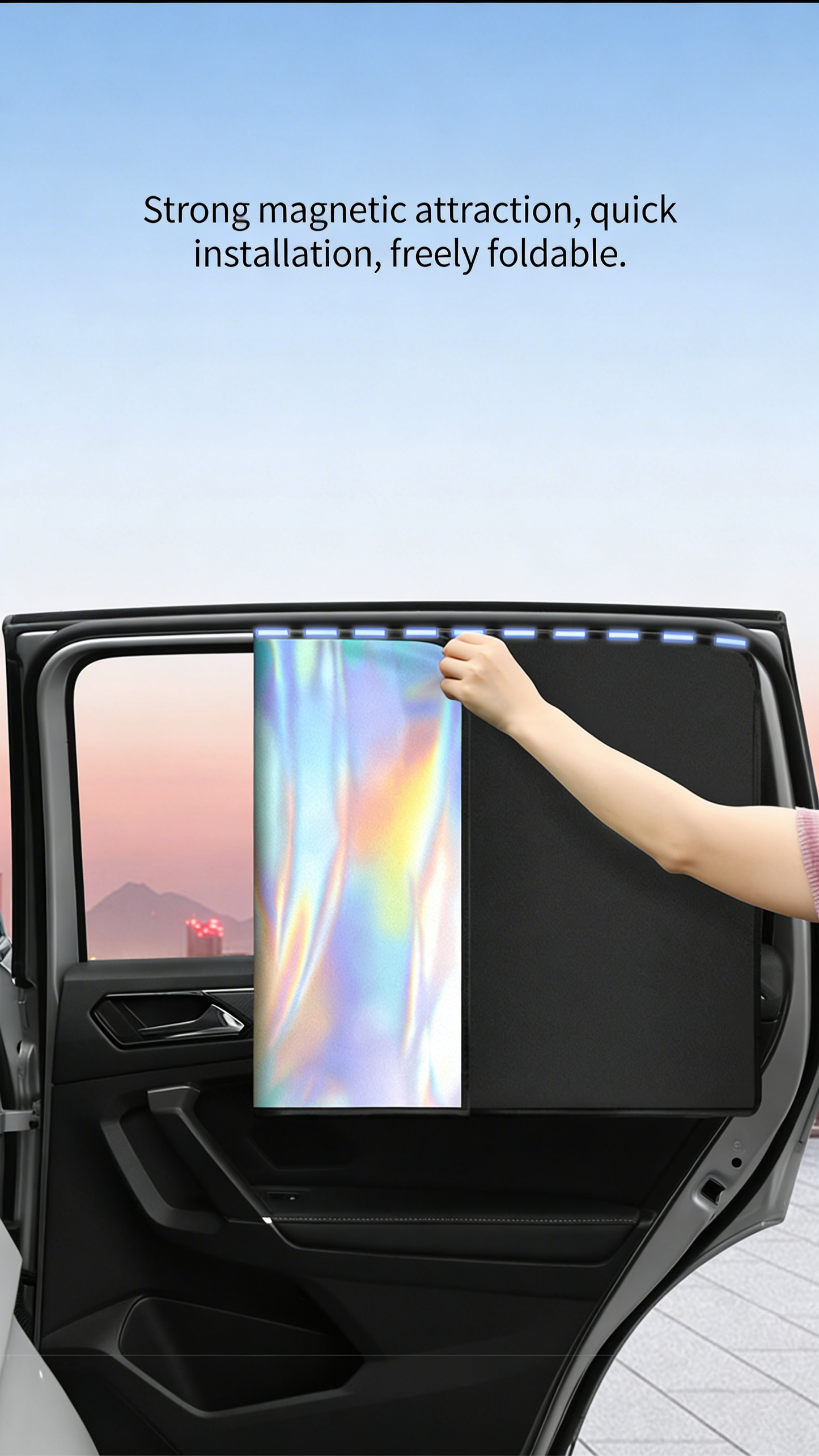 **Laser-Inlaid Magnetic Sunshade Curtain**