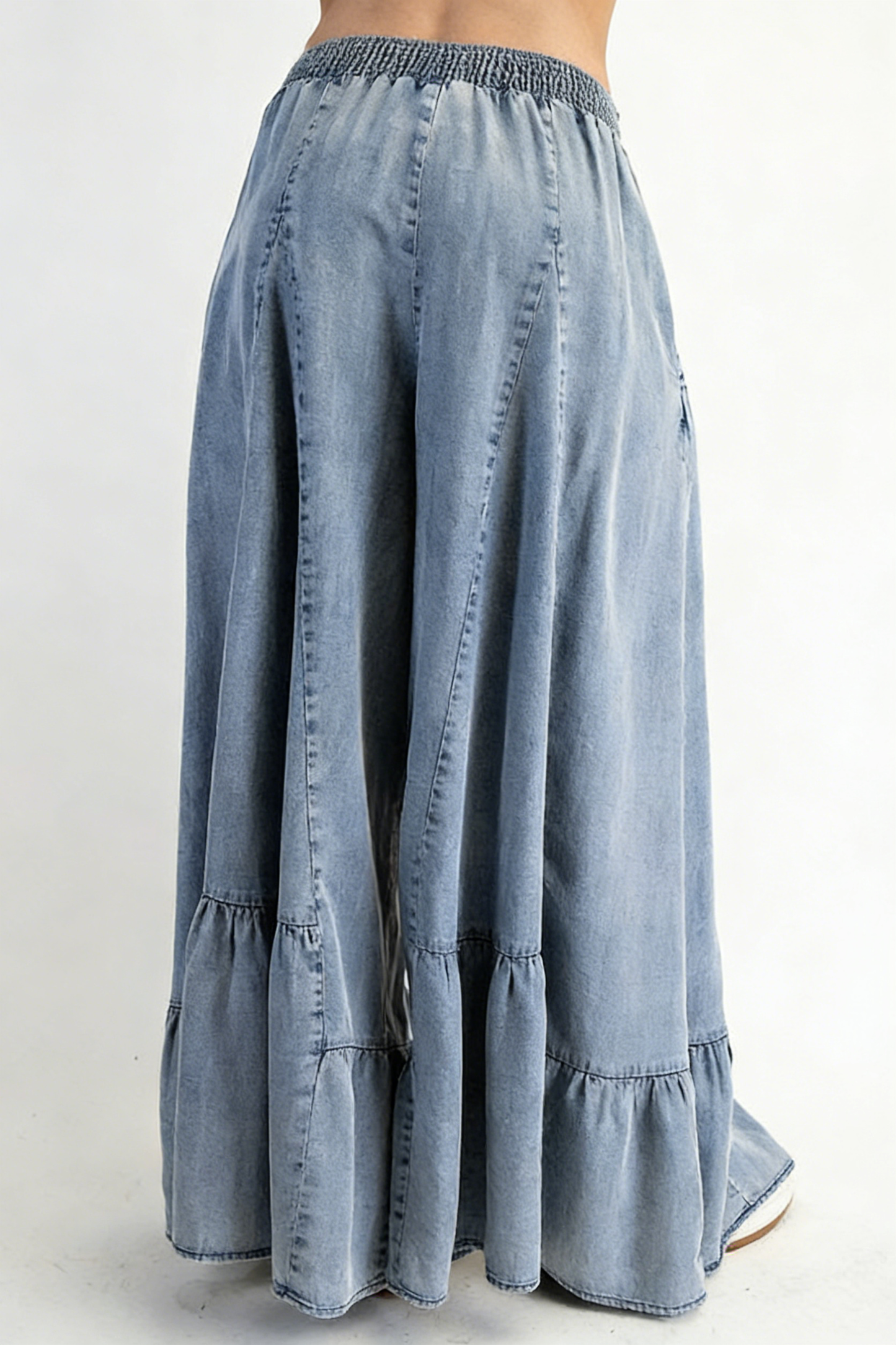 Casual Elastic Waist Wide-Leg Pants